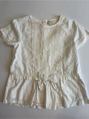 kate spade Cream Girls' Pintuck Top with Front Bow 14Y